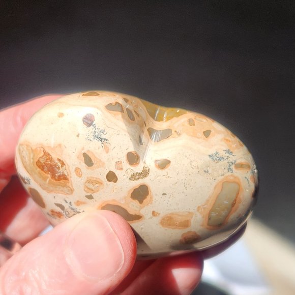 Peruvian Leopardite Jasper Heart Mineral Natural Stone Valentine - Picture 3 of 4